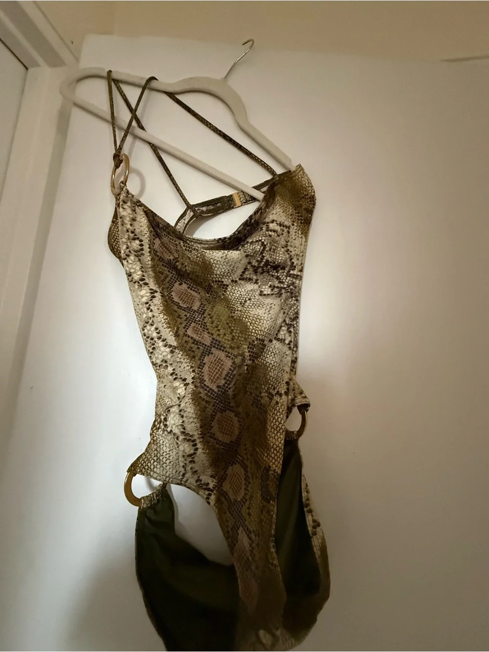 Michael Kors Snake-Print Reptile swimsuit in Brown and Olive
